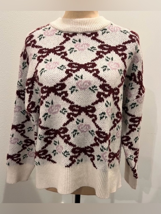 Sincerly Jules Sweaters - NWT Sincerely Jules Sweater, Cream and Burgundy floral pattern